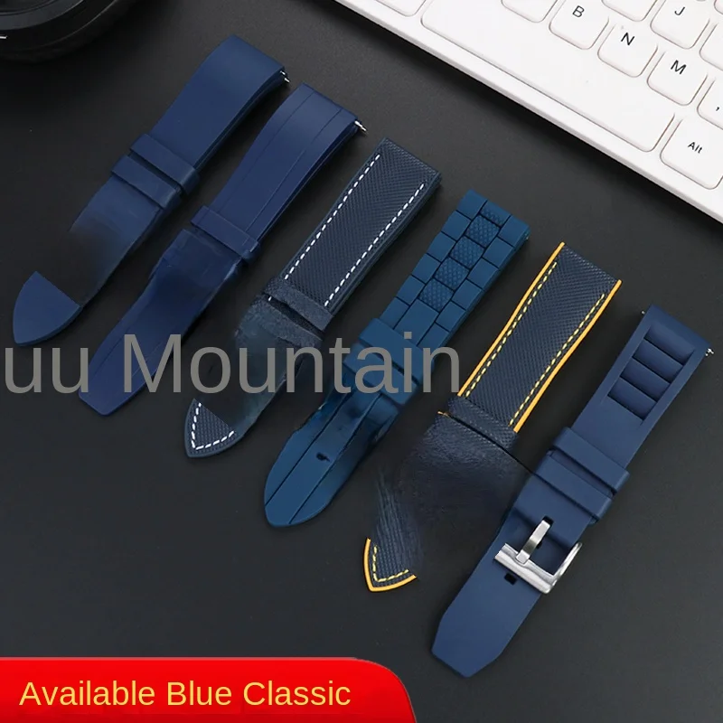 For Citizen Blue angel second Three generation AT8020 JY8020 8078 nylon fluoro rubber silicone watchband 22M 23MM  watch starp