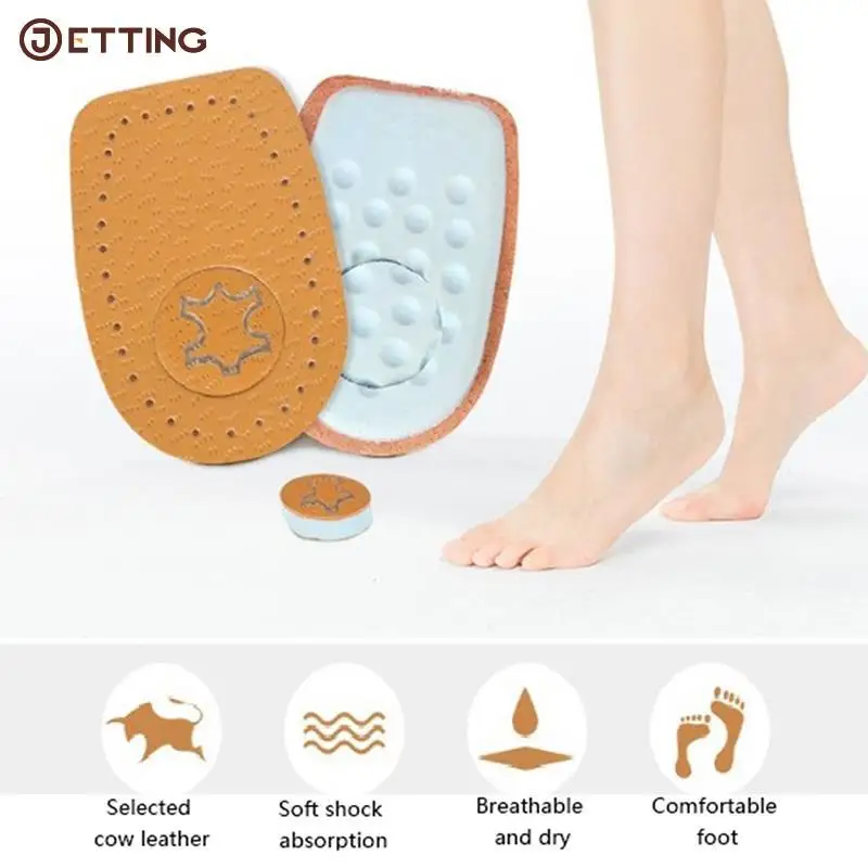 1Pair Leather Insoles Latex Heel Pads For High Heel Cowskin Shoes Pad Foot Pain Relief Feet Care Women Heel Cushion Inserts Sole