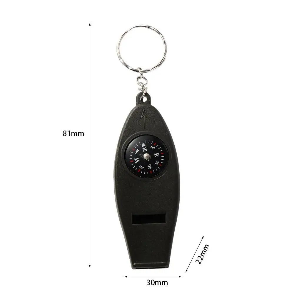 4 in 1 Emergency Whistle Compass Multifunction Survival Whistle Thermometer Green Outdoor Whistle Referee Cheerleading