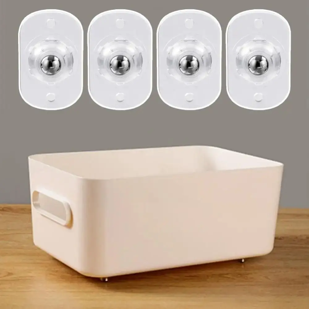 4pcs Mini Self Adhesive Universal Wheel 360° Rotating Stablize Moving Rollers Mute Ball Furniture Move Accessories