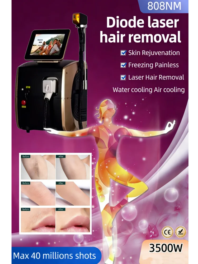 

High-Power 3500W ND:YAG Diode Laser Hair Remover - 3 Wavelengths 755/808/1064nm Painless Permanent