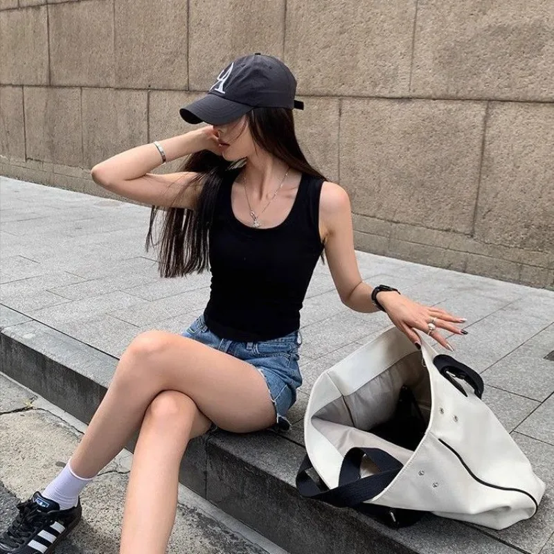 

Women's Y2K Halter Tank Top Sleeveless Backless Crop Top Square-Neck Corset Sexy Solid Casual Club Summer Skinny Camis