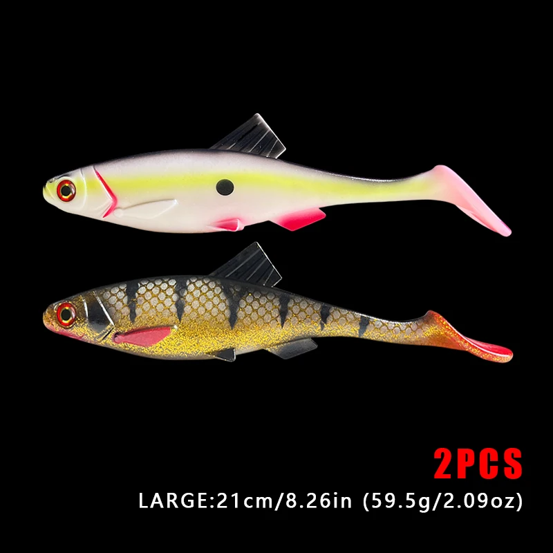Weiche Plastikköder, lebensecht, 2 Stück, Bassköder, vormontierte Angeljigs für Süß- und Salzwasser, Paddle-Tail-Schwimmköder für Forellen – Detail 12