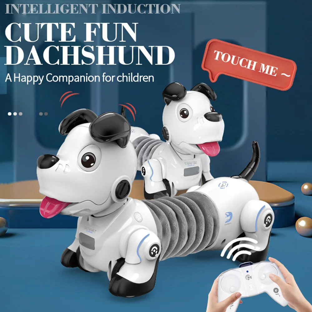 Smart Dachshund Dog RC Robot Electronic Pets Touch-sense Lighting Remote Control Stunt Puppy Dog Robotic Puzzle Kids Toys Gifts