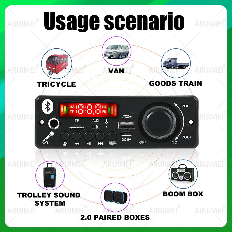2*3 واط 6 واط مكبر للصوت بلوتوث 5.1 MP3/WMA/WAV فك مجلس نظام صوتي للسيارة مع TF/USB/FM ، تسجيل الميكروفون ومكالمات غير يدوية