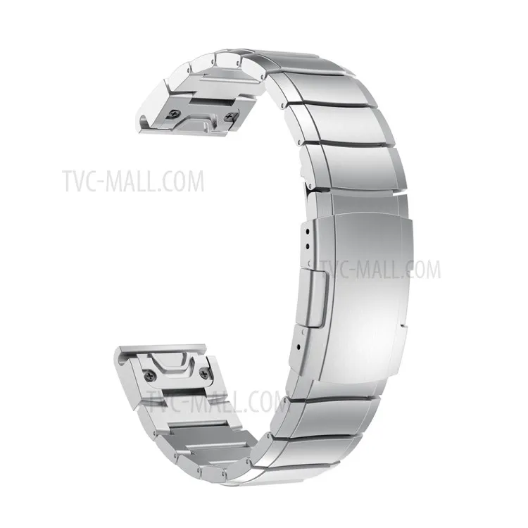 

For Garmin Fenix 5S Stainless Steel Link Chain Watch Band with Folding Clasp - Silver