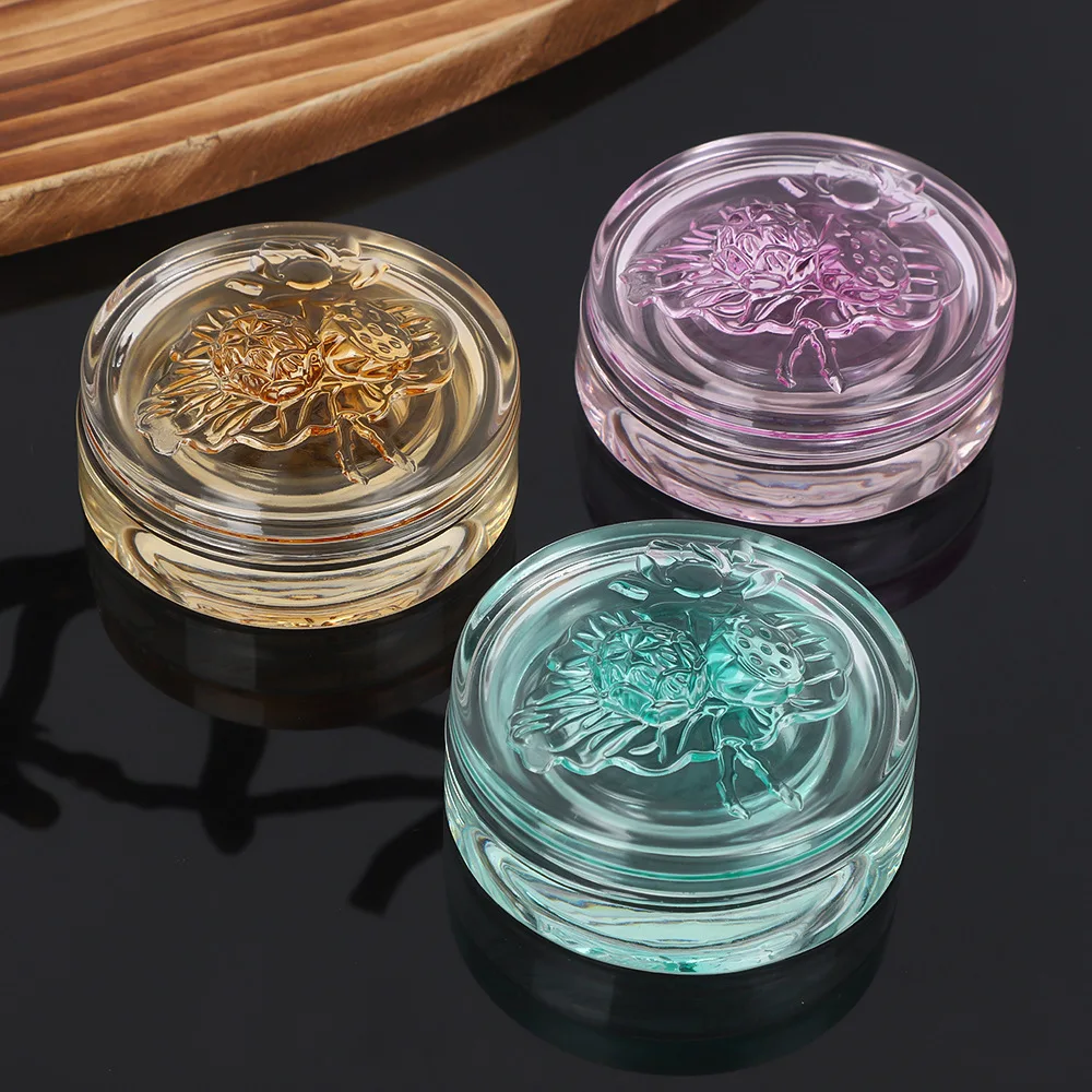 Transparent Glass Ink Box Double Layer Ink Dish, Non-drying Ink Tray for Calligraphy Painting Portable Colored Glaze Stationery