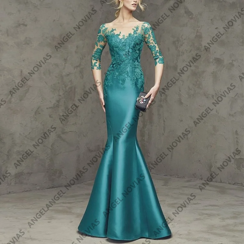 

Long Green Mermaid Mother of the Bride Dresses with Sleeves Customized Robes Invitee Mariage Vestido Para Madre De La Novia 2026