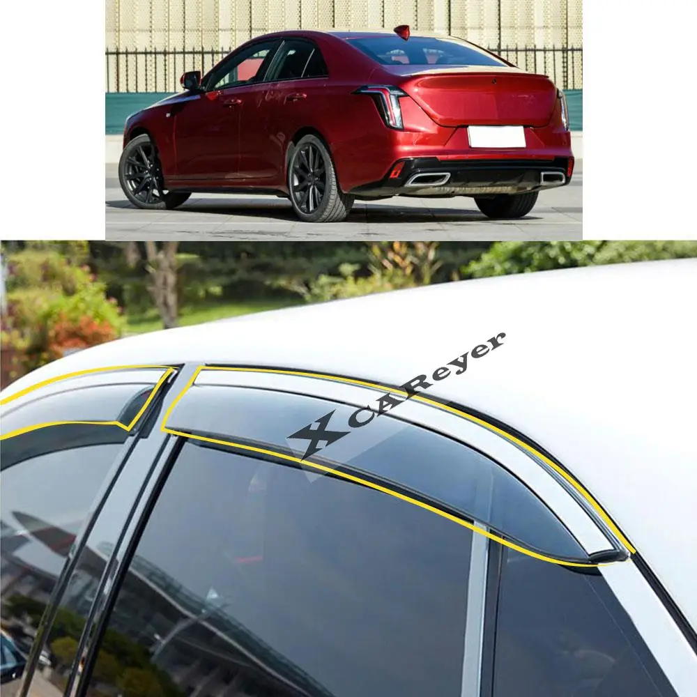 

For Cadillac CT4 2020 2021 2022 Car Body Styling Sticker Plastic Window Glass Wind Visor Rain/Sun Guard Vent Parts