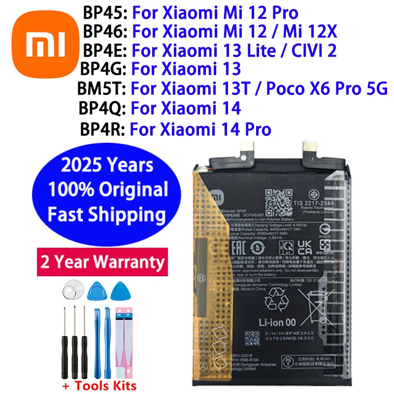 

Original Battery BM5T BP4Q BP4R BP45 BP46 BP4E BP4G For Xiaomi Mi CIVI 2 Poco X6 Pro 12 12X 12S 13 13T 14 Lite Pro Batteries
