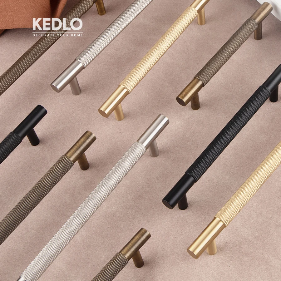 KEDLO French Retro Knurling Antique Brass Handle Solid Brass 500mm Gold Long Handle Kitchen Cabinet Drawer Brushed Nickel Pull