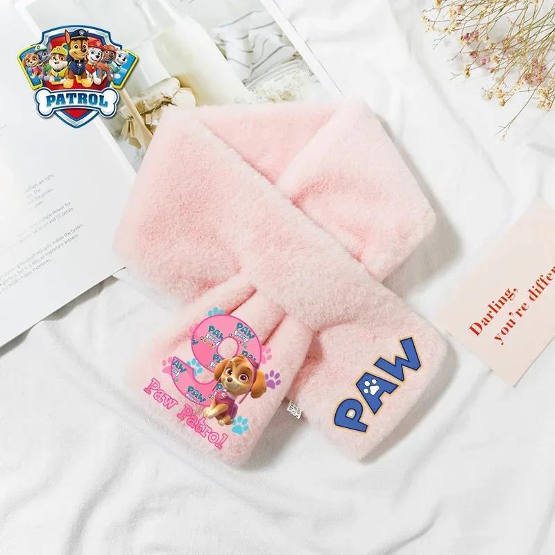 Paw Patrol Plush Cross Scarf Chase Skye Faux Rabbit Fur Thickened Soft Scarves Solid Color Autumn Winter Warmer Collar Scarves