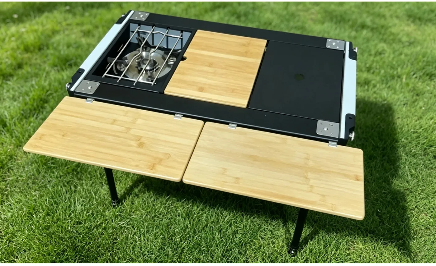 IGT Extension Board IGT Side Table Top Bamboo Board Outdoor Kitchen System Module Camping Picnic Dining Extension Table Top
