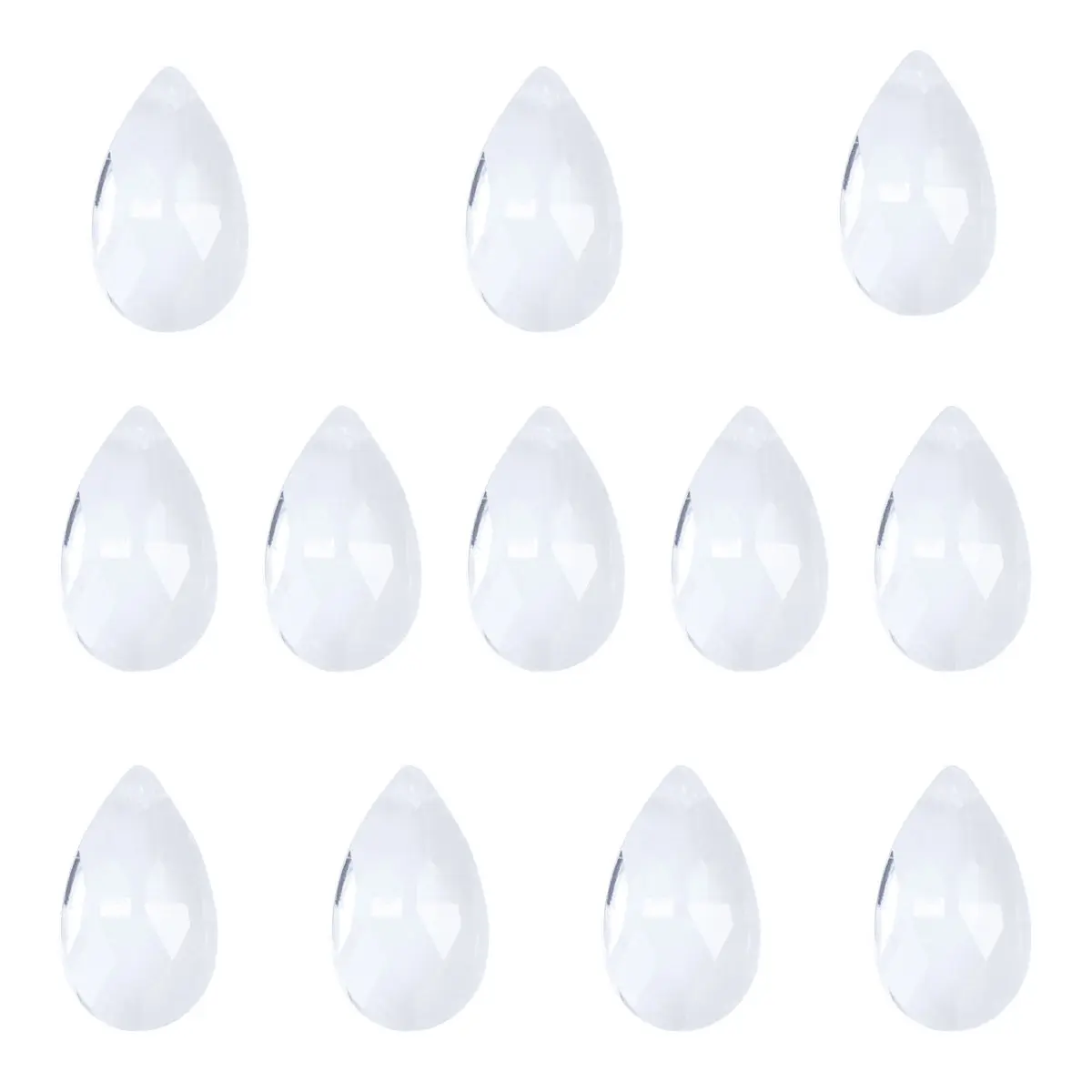 12Pcs Chandelier Crystal Prisms Pendants 28mm Glass Clear Reflective for Wedding Display Curtain Hanging Lighting Decoration