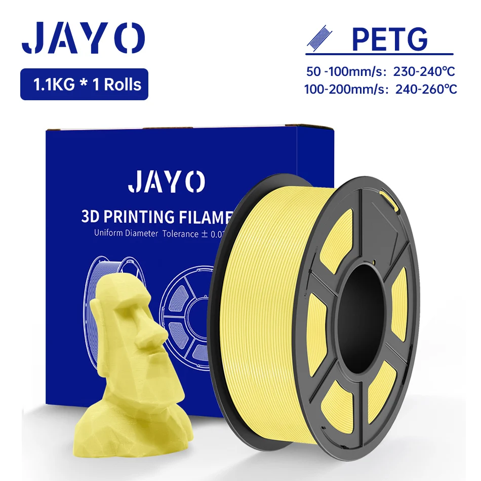 JAYO PETG/PETG Helder 3D-printerfilament 1,75 ± 0,02 mm 1,1 kg/rol Hoge taaiheid Netjes gewonden filament Geschikt voor de meeste FDM-printers