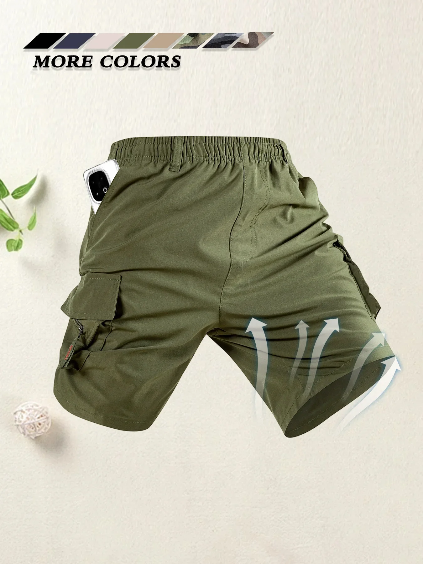 Summer Men's Cargo Shorts Loose Casual Elastic Waist Outdoor Jogging Tactical Shorts Multi-pockets Male Work Hiking Short Pants