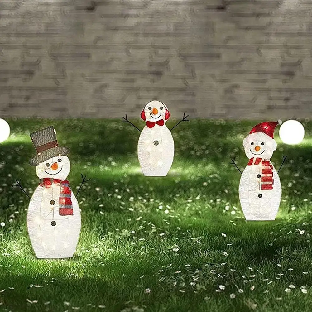 مضاءة ثلج عيد الميلاد حديقة ديكور مع ضوء LED متوهجة ثلج عيد الميلاد المنزل في الهواء الطلق ساحة زخرفة #4