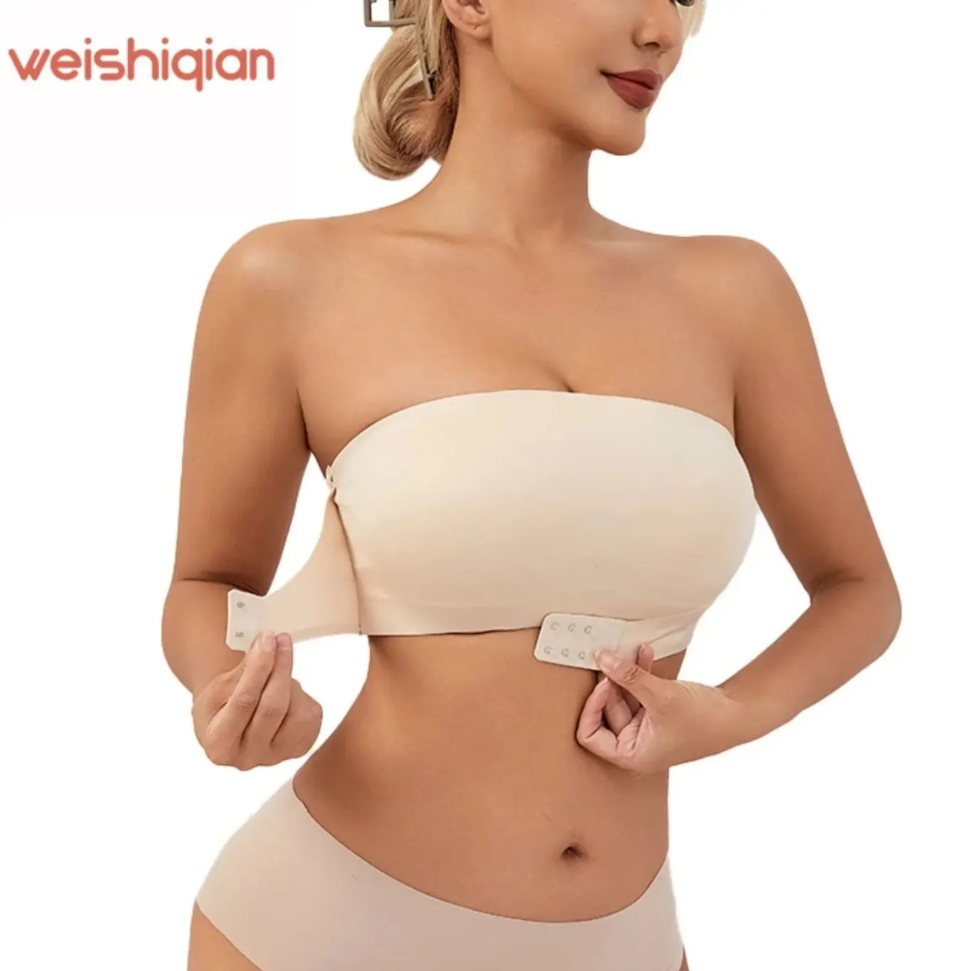 2025 Women Strapless Bra Front Buckle Bra Wireless Front Closure Strapless Bra for Women Non-slip Padded Bandeau Bralette Tube T