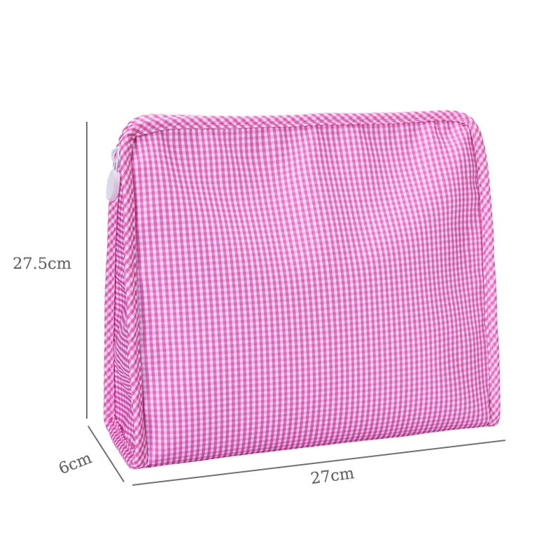 Large-Capacity Waterproof Checked Makeup Bag Portable Travel Toiletry Bag Women's Handbag Clutch Bag for On-the-Go Essentials