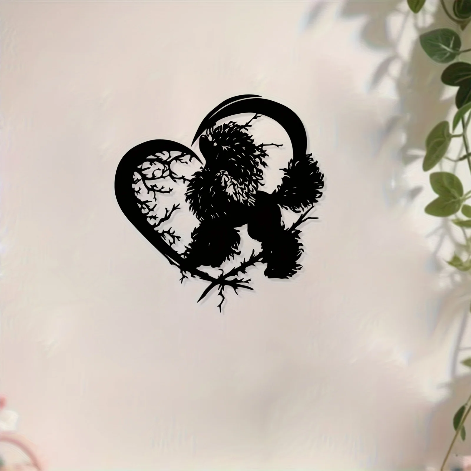 1pc Heart And Poodle Metal Wall Art, Playful Poodle & Heart Iron Wall Sculpture, Rust‑Proof Indoor‑Outdoor Wall Decor