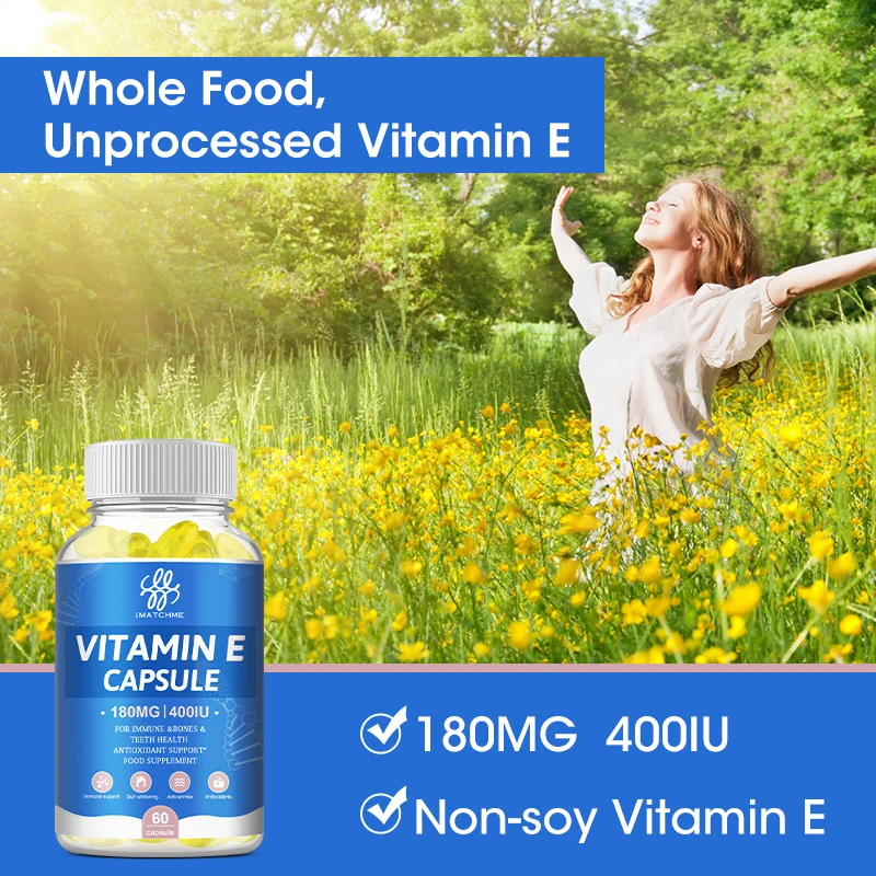 Oral Use Vitamin E Capsules Support Bones, Eyesight, Teeth, Hair and Nail Glowing Skin Vitamin E Supplement