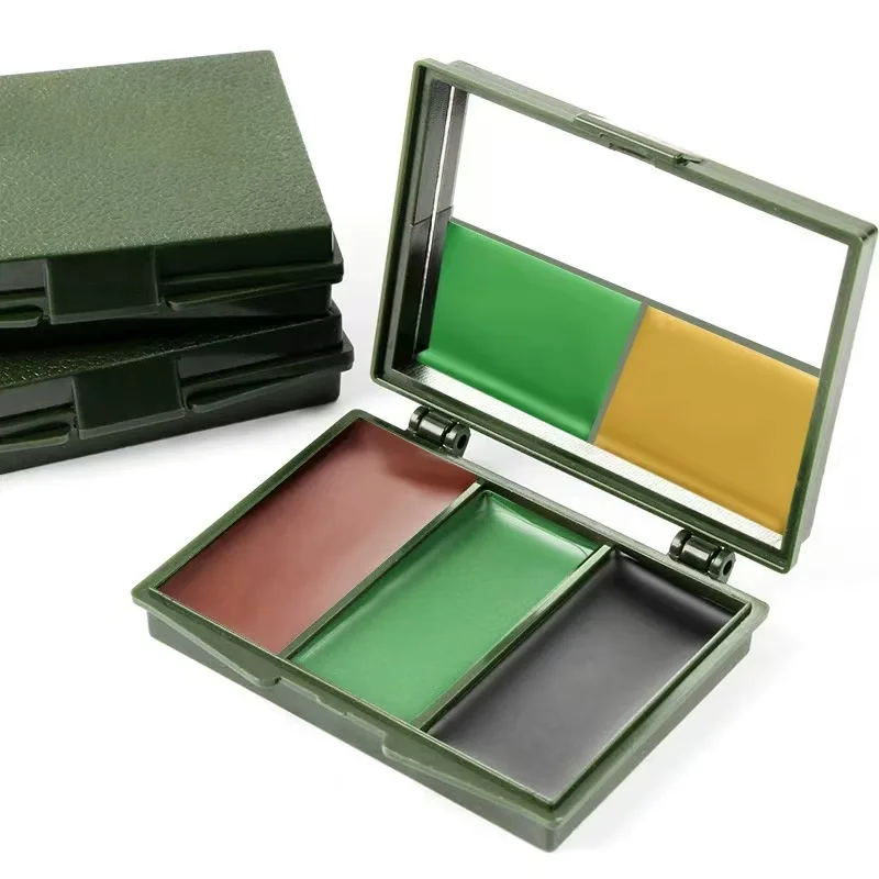 مجموعة طلاء الوجه المموهة بثلاثة ألوان - معدات ميدانية تكتيكية للأماكن الخارجية، زيت مموه حقيقي للتمويه و #1