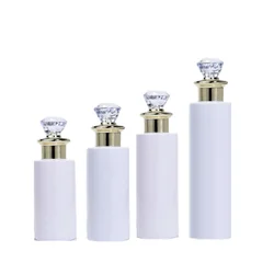 Plastic Toner Bottle Empty White 100ml 120m150ml200ml 250ml 500ml Refillable Luxury Gold Diamond Lid Cosmetic Shower Gel Bottles