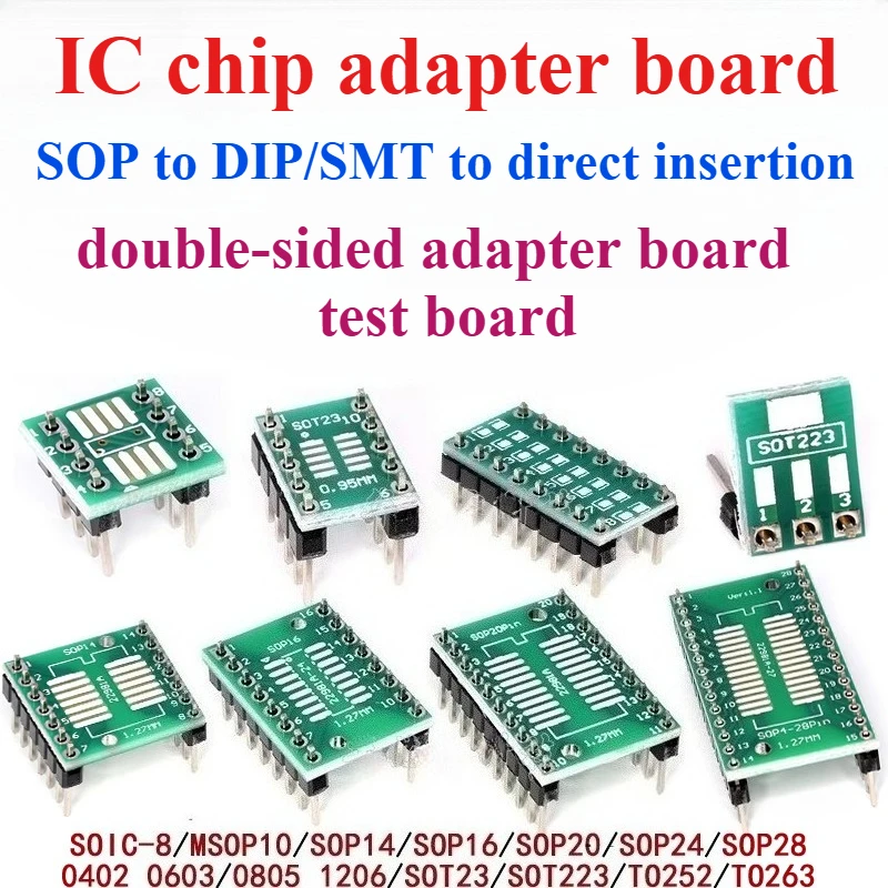 5 шт. плата адаптера SOP SOIC-8 SOT23/252 SOP14/16/20/24 SOP28 IC тестовый стенд эксперимент