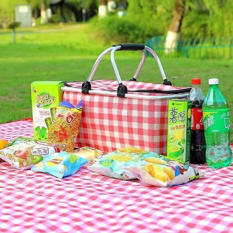Cesta de Picnic aislada de gran capacidad, bolsa de papel de aluminio portátil, plegable y a prueba de fugas para barbacoas, Camping y viajes