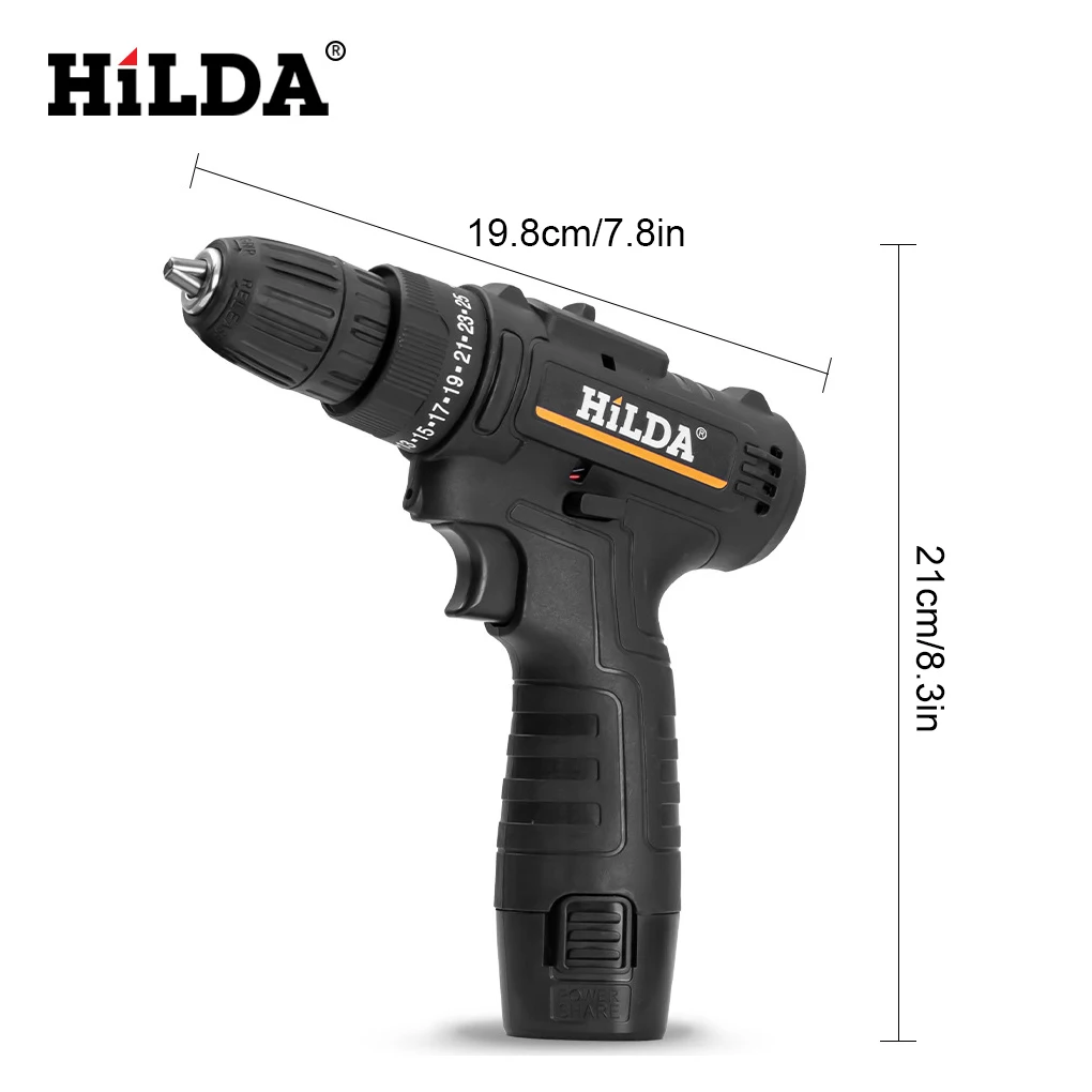 HiLDA 12V Electric Screwdriver Lithium Electric Drill Household Wireless Impact Drill Charging Screwdriver Electric Drill