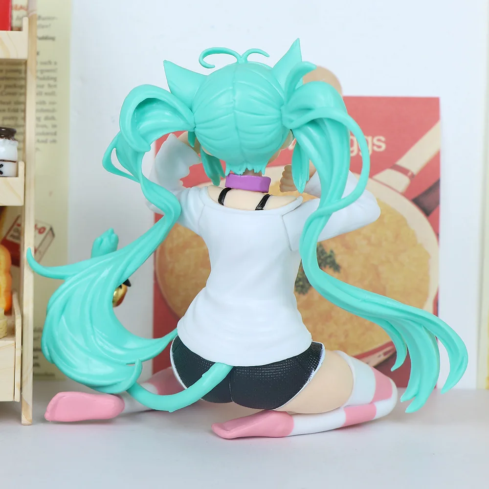 12CM New Anime Hatsune Miku Cat ears Sitting posture kawaii Action Figure PVC Model Toys doll Decor Collect Gifts