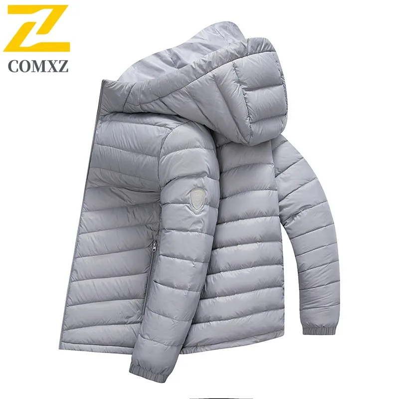 سترة COMXZ للرجال كلاسيكية خفيفة الوزن بغطاء للرأس للمشي اليومي، سترة منتفخة ذات مظهر شارع دافئ، رحلة سفر، سترة شتوية مريحة مناسبة #5