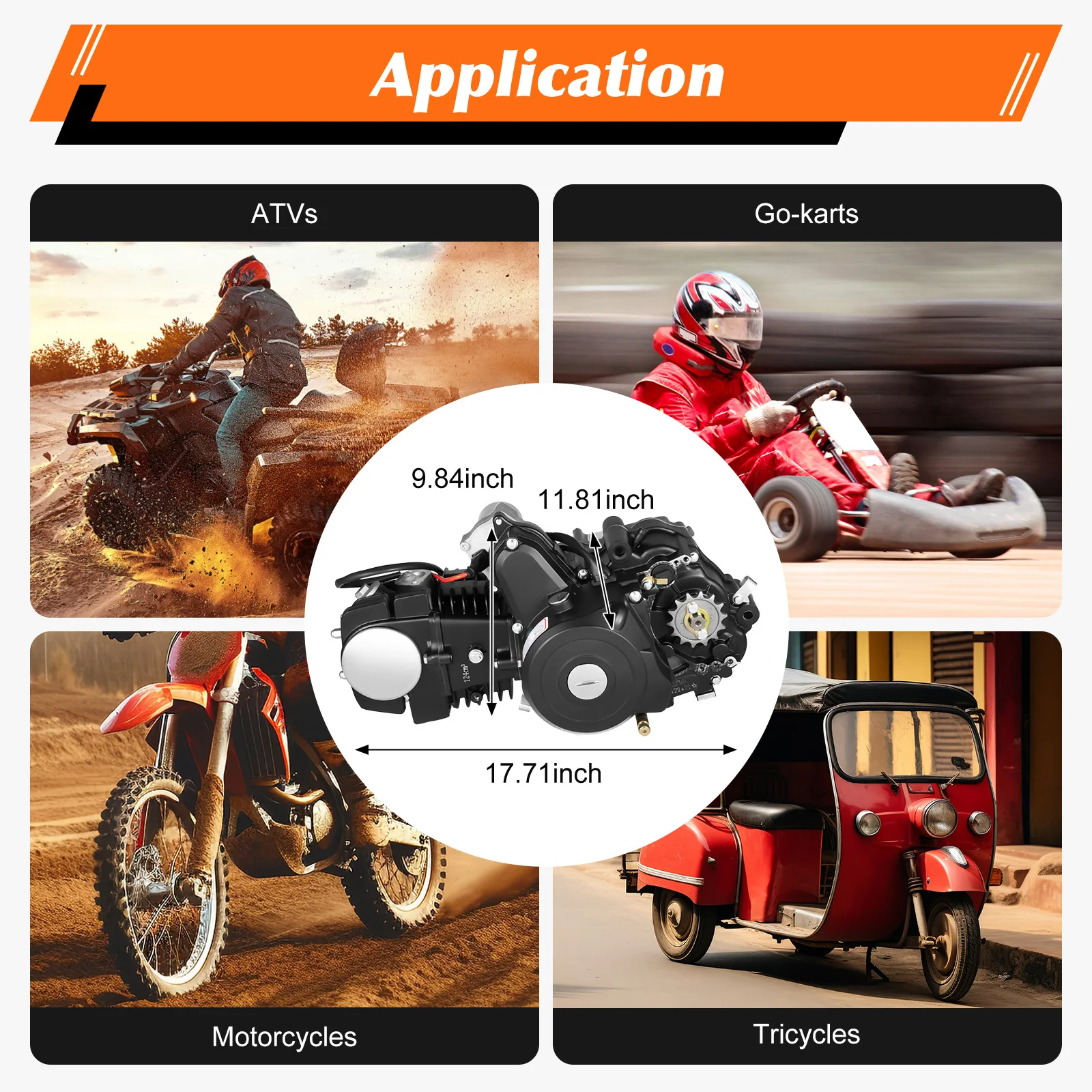 125CC 4 Stroke ATV Motor Engine Horizontal Motorcycle Engine Set Single Cylinder Two Stage Transmission