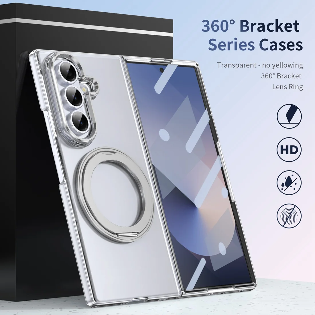 Etui z przezroczystego, magnetycznego, odpornego na wstrząsy materiału, kompatybilne z MagSafe, z osłoną ekranu i podstawką, do Samsung Galaxy Z Fold 7. — zdjęcie produktu 3