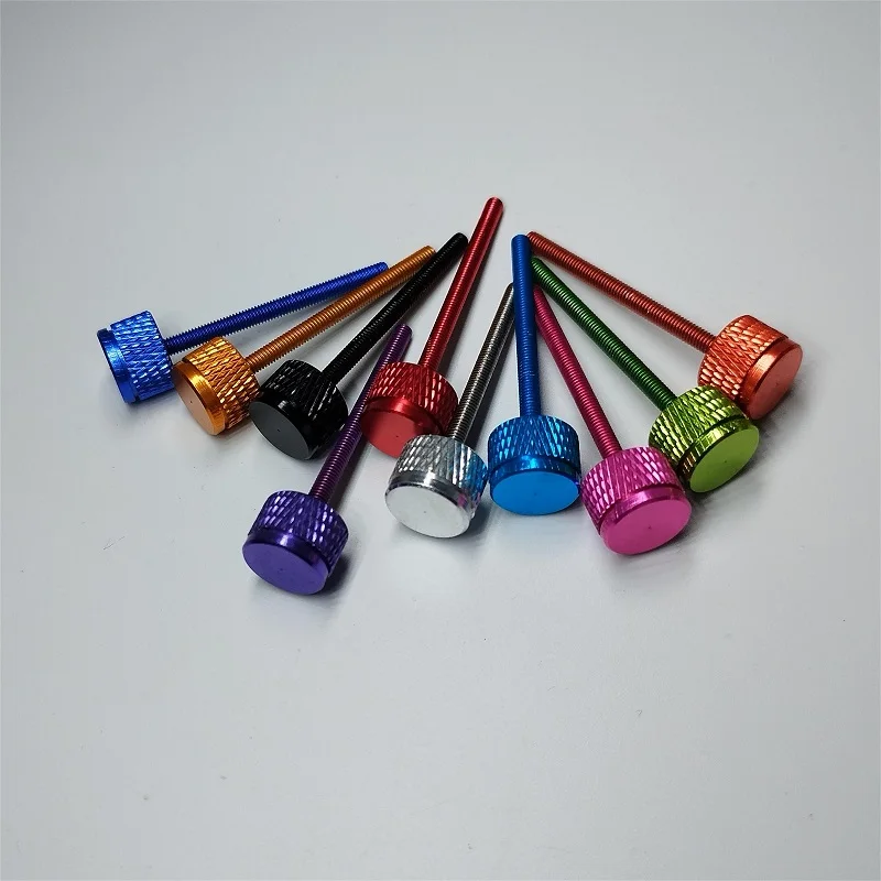 1/5Pcs M4 Colourful Aluminum Knurled Hand Tighten Thumb Screw Thread Length 6mm 10mm 15mm Head Thick 5.5 6mm Furniture Fasteners