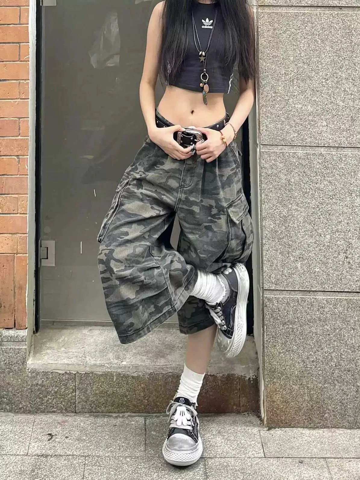 

Американские свободные джинсовые шорты-брюки женские летние в стиле High Street, широкие, средней длины, с низкой посадкой, для работы