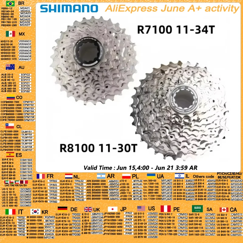 

Shimano 105 R7100 Ultegra R8100 12 Speed Road Bike Bicycle Cassette R7101 11-34T 11-36T Freewheel R8101 11-30T 11-34T K7 12s