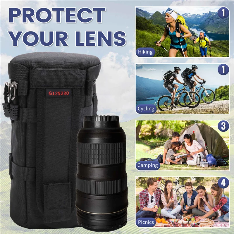 ABLE-SLR حقيبة عدسة الكاميرا عدسة الكاميرا حافظة واقية عدسة أنبوب حقيبة التخزين مقاوم للماء للصدمات عدسة حقيبة لنيكون وكانون الأسود