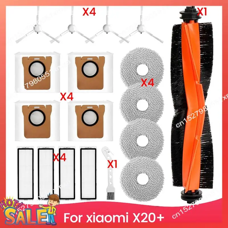 ABCL per Xiaomi X20 + Robot aspirapolvere Spazzola laterale principale Filtro Hepa Mop Sacchetti per la polvere in tessuto Parti di ricambio