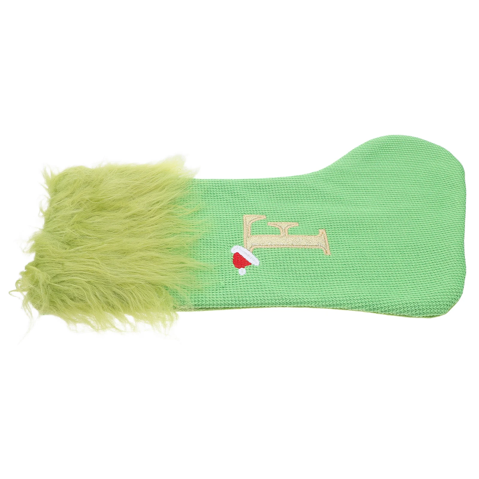 

Large Green Knitted Christmas Stocking Letter F Embroidered Cozy Holiday Party Decoration Xmas Candy Treat Bag