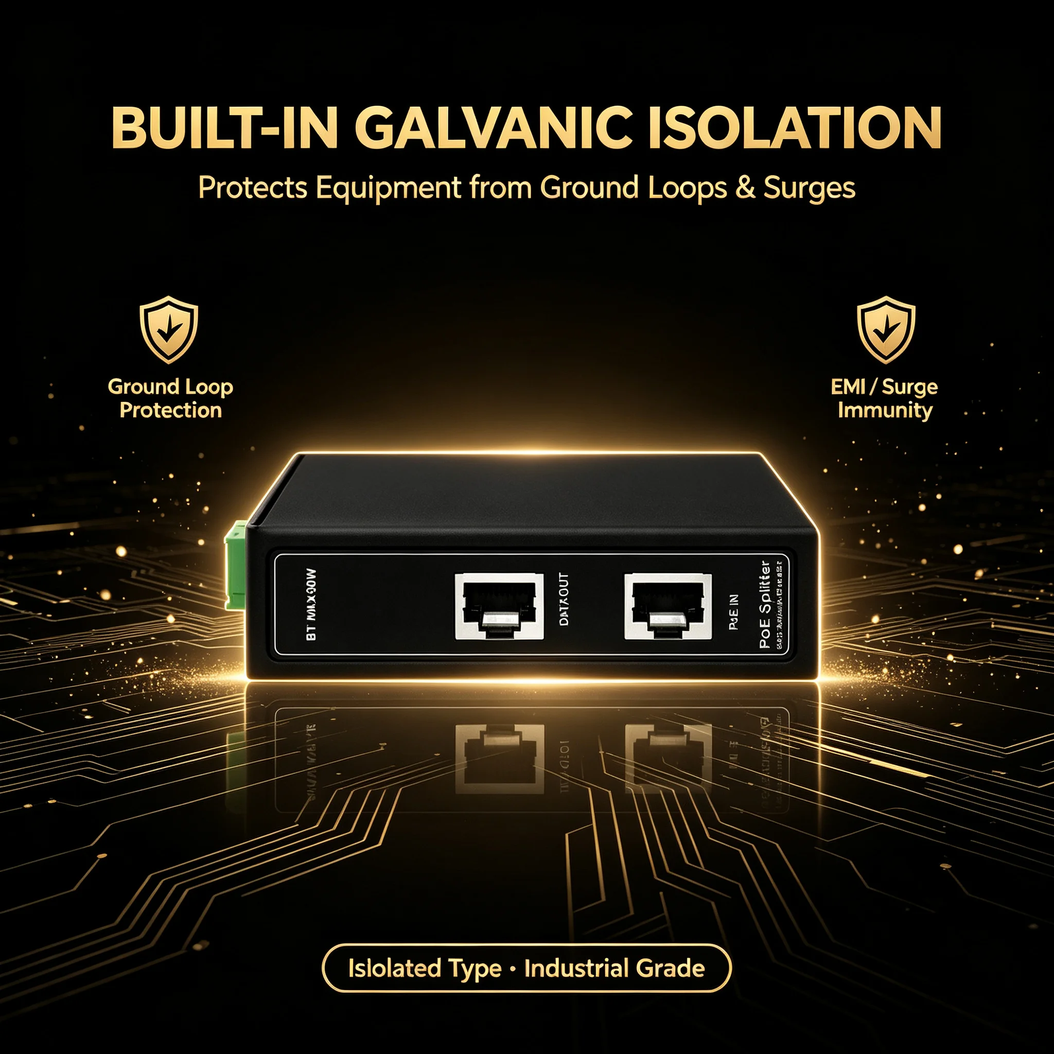 2.5G Industrial POE Splitter 90/120W DIN-Rail Separator with 802.3af/at/bt POE+ POE++ Alloy Housing for Network Equipment