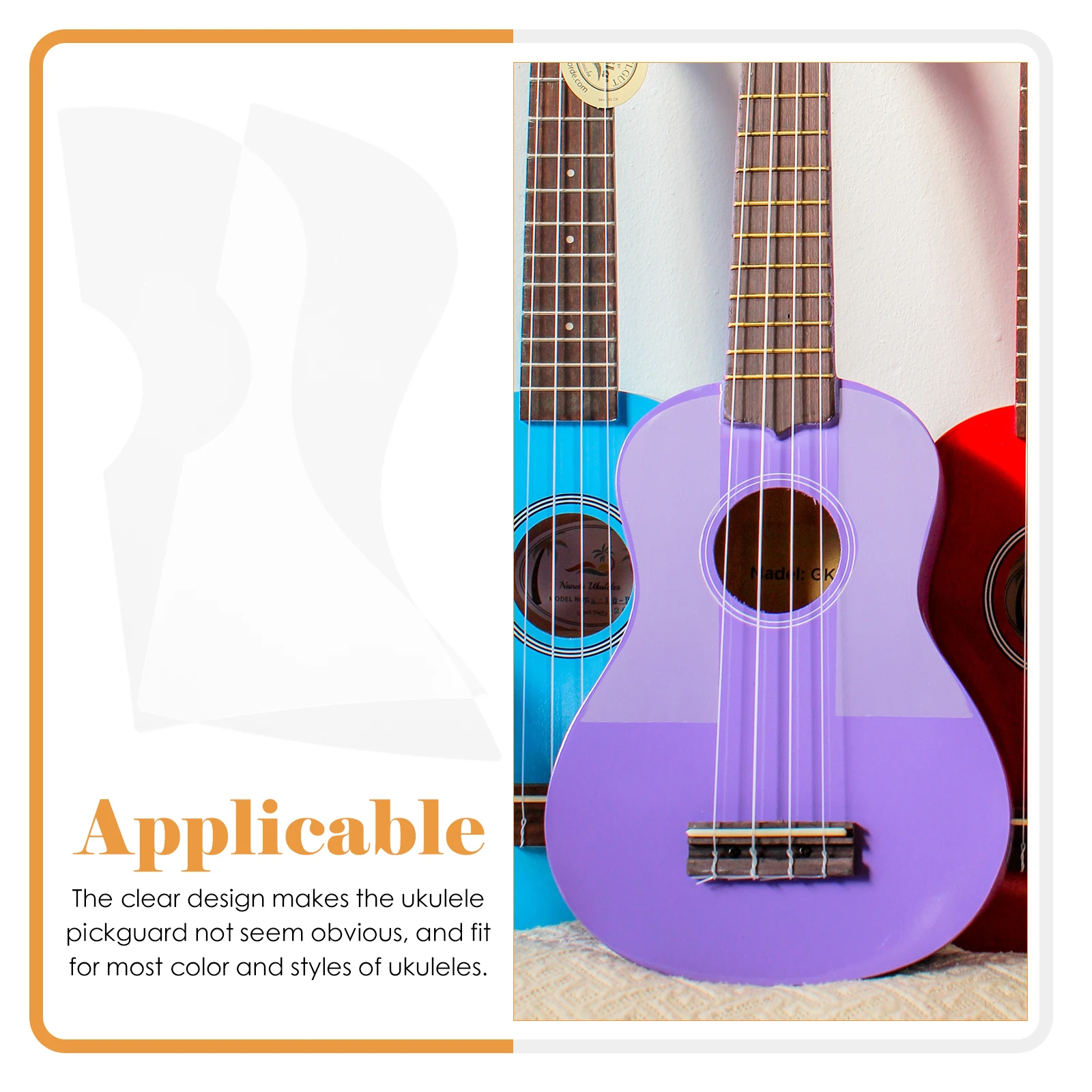 

1Set Impact Protection Ukulele Pickguard No-Glue Design Anti-Scratch Decal for Acoustic Ukulele and Guitar Supplies