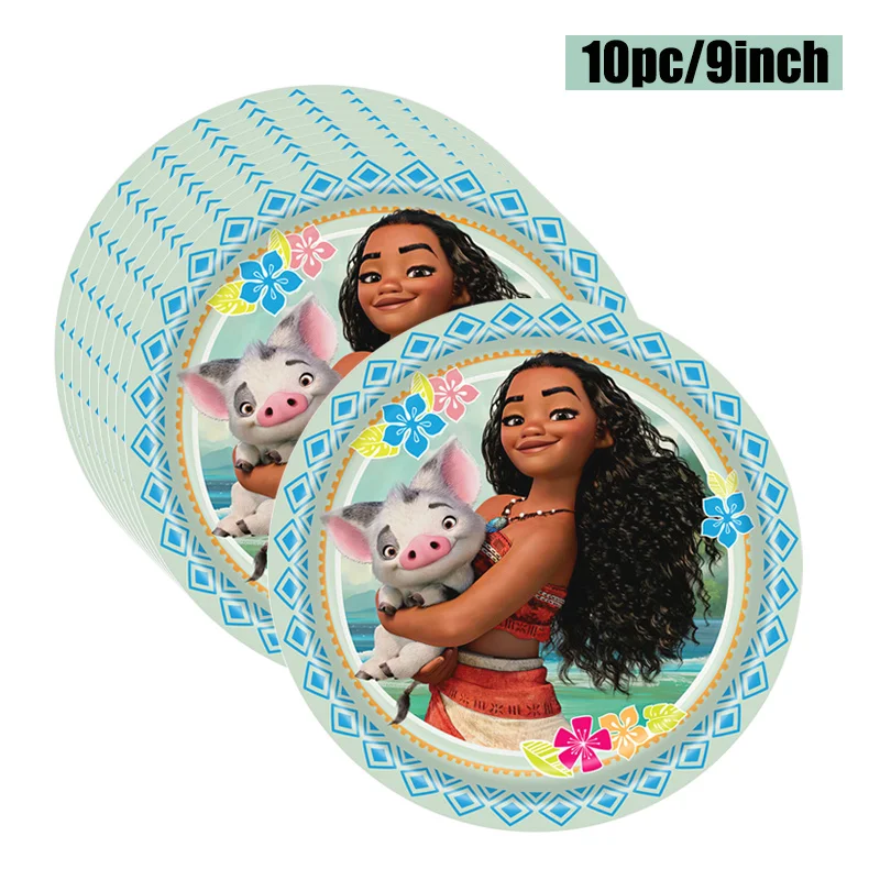 New Disney Moana Birthday Party Decoration Kids Moana Princess Paper Plates Napkins Cups Tablecloth Balloon Baby Shower Supplies