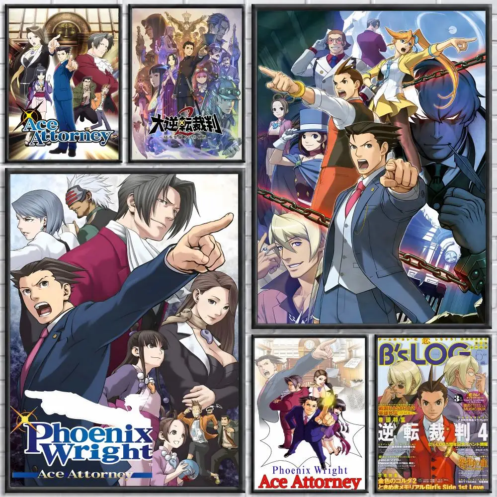 Game A-Ace A-Attorney Poster Poster Wall Sticker Waterproof Self Adhesive HD Art  Bedroom Bar Decor