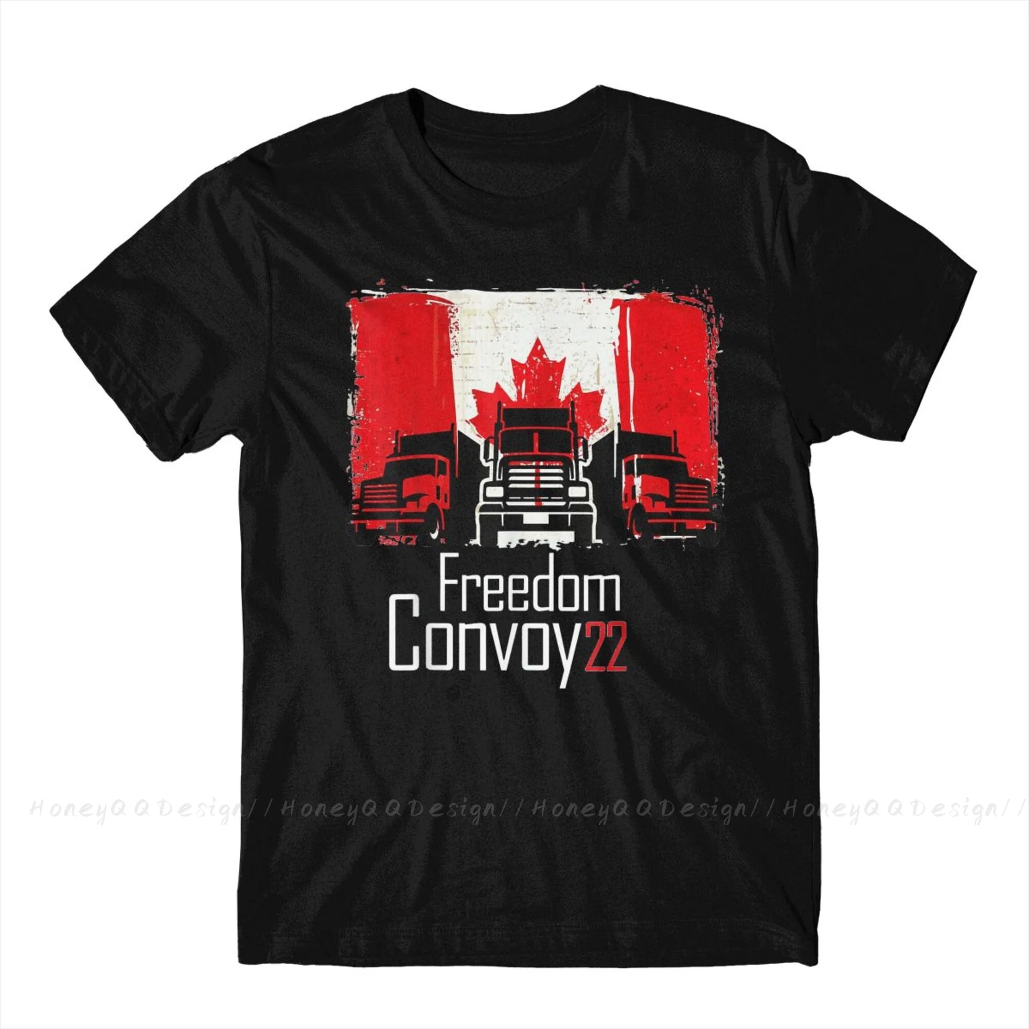 Men Canadian Truckers TShirt Canadian Truckers Support Flag Pure Cotton O neck Tees Harajuku Adult Shirt Oversize