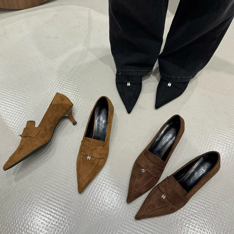 

SUOJIALUN 2026 Spring New Brand Pumps Shoes Fashion Pointed Toe Slip On Boat Shoes Thin High Heel Ladies Elegant Dress Pumps Sho