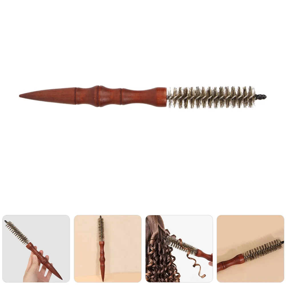 

High-Temperature Resistant Small Round Roller Brush Wood Handle for Blow Drying Curling Short Hair Bangs Styling Professional