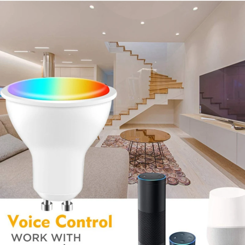 ABMH-Tuya GU10 Smart LED Bulb Dimmable 5W AC100-130V WIFI+Bluetooth Smart Life App Control Work With Alexa Google Home