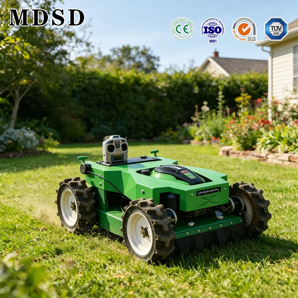 Ferngesteuerter Rasenmäher für Alle Geländearten 550mm Schnittbreite 4-Takt Grasschneider 2-in-1 Hochleistungs-Grasschneidemaschine