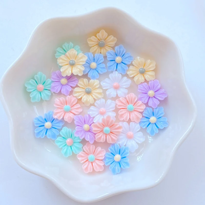 50pc 3D Resin Nail Cute Flower Head Series accessori per unghie Kawaii decorazione per unghie fai da te